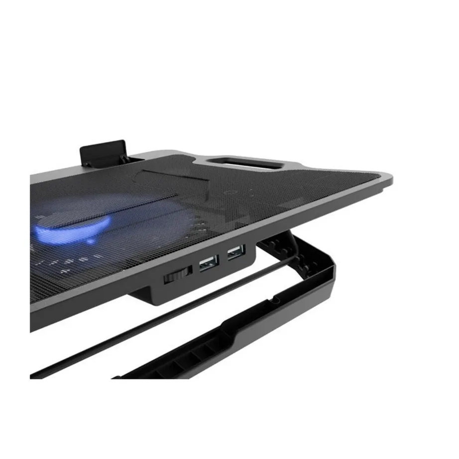 Natec Dipper 2 NPL-2252 17,3″ sülearvuti jahutusalus, 180 mm ventilaator, kiirusreguleerimine, sinine LED, must, metall/ABS, USB – 4