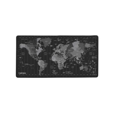 Natec NPO-1119 Time Zone Map 800x400x2,5 mm must/hall veekindel suur hiirematt libisemisvastase põhjaga