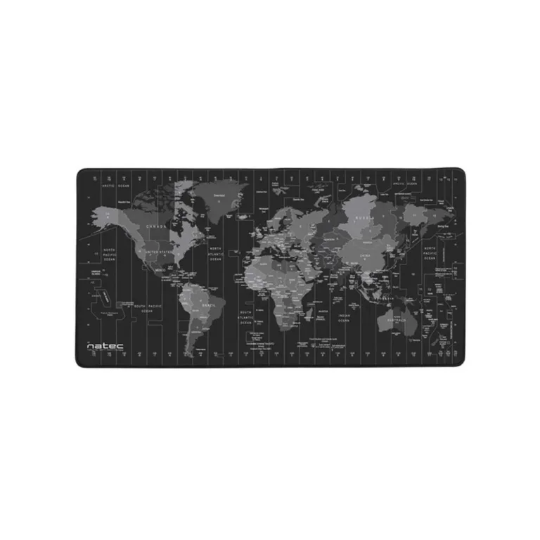 Natec NPO-1119 Time Zone Map 800x400x2,5 mm must/hall veekindel suur hiirematt libisemisvastase põhjaga