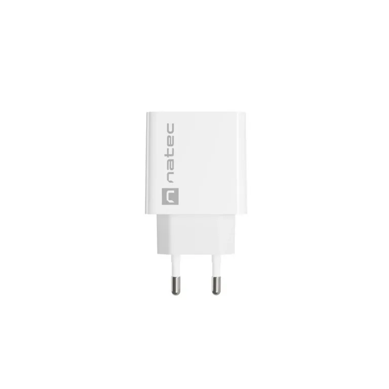 Natec Ribera NUC-2057 18W valge USB-A seinakontakti kiirlaadija (1 port, kiirlaadimise toega, AC 100-240V, 83x43x27 mm)