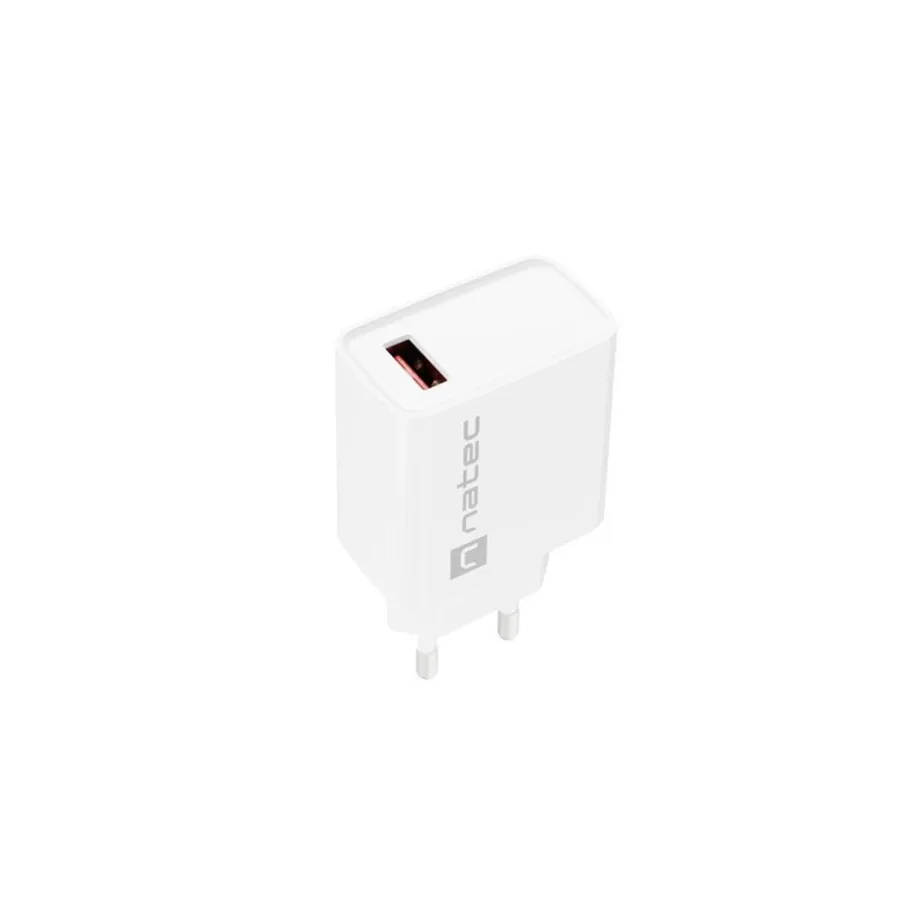 Natec Ribera NUC-2057 18W valge USB-A seinakontakti kiirlaadija (1 port, kiirlaadimise toega, AC 100-240V, 83x43x27 mm) – 7