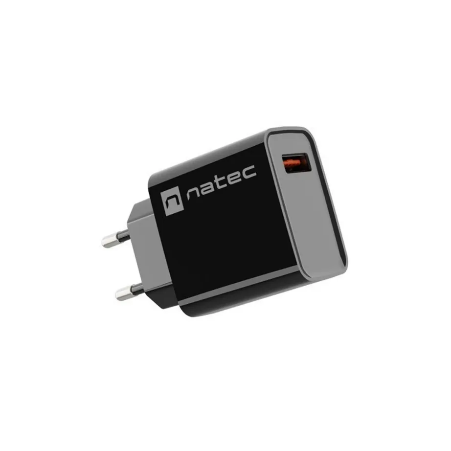 Natec Ribera NUC-2058 18W USB-A kiirlaadija, must, 83x43x27 mm, universaalne, QC 3.0 – 3