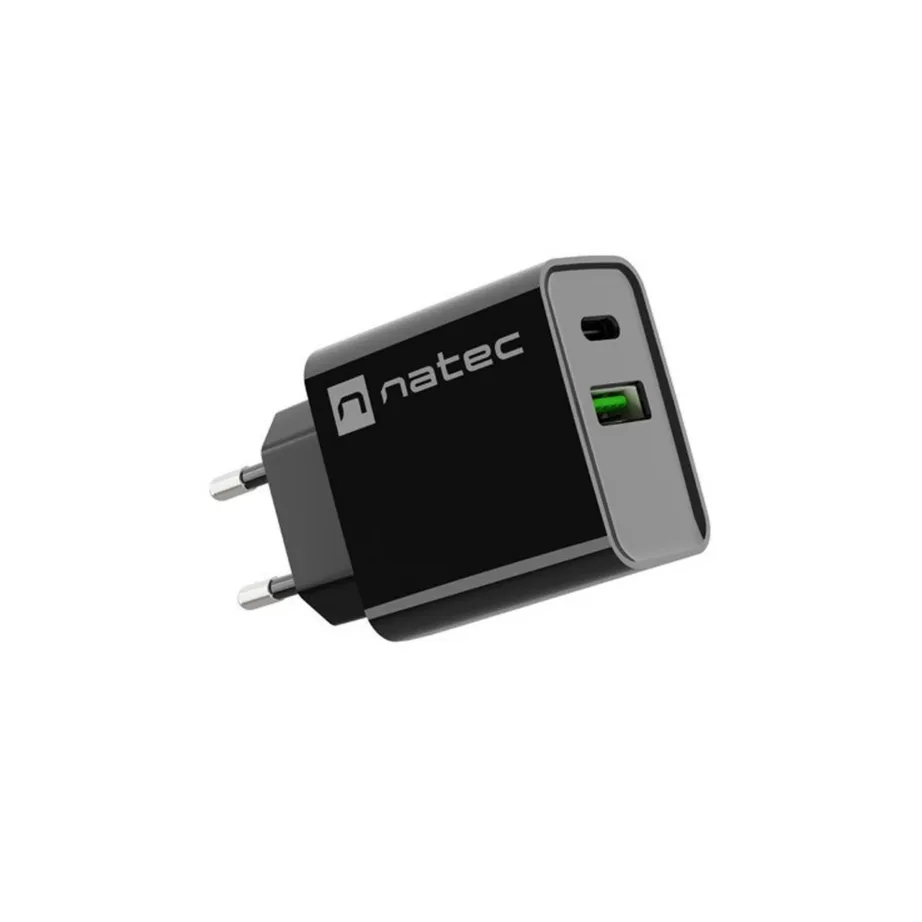 Natec Ribera NUC-2062 20W must USB-A ja USB-C kiirlaadijaga seinalaadija (PD 3.0, QC 3.0, Samsung AFC, Huawei FCP, 83x43x27 mm) – 8
