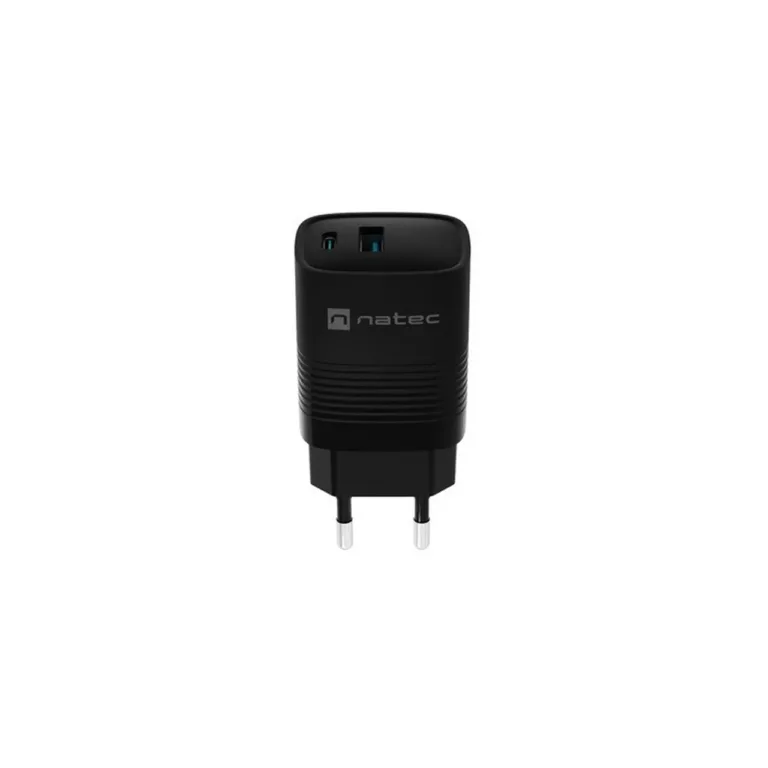 Natec Ribera NUC-2141 30W must GaN seinakiirlaadija USB-C ja USB-A, 1x USB-C, 1x USB-A, Quick Charge 3.0, Power Delivery 3.0, universaalne
