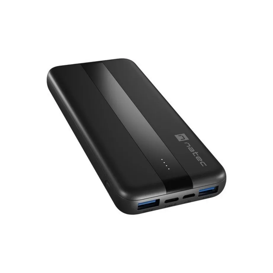 Natec Trevi Slim Q V2 NPB-2294 10000 mAh must LiPo kiirlaadimisega akupank, 3 seadmele, USB-C/USB-A – 2
