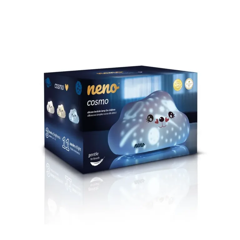 Neno Cosmo 160x110x95 mm puutetundlik akutoitel LED-öölamp lastele, valge silikoon/ABS