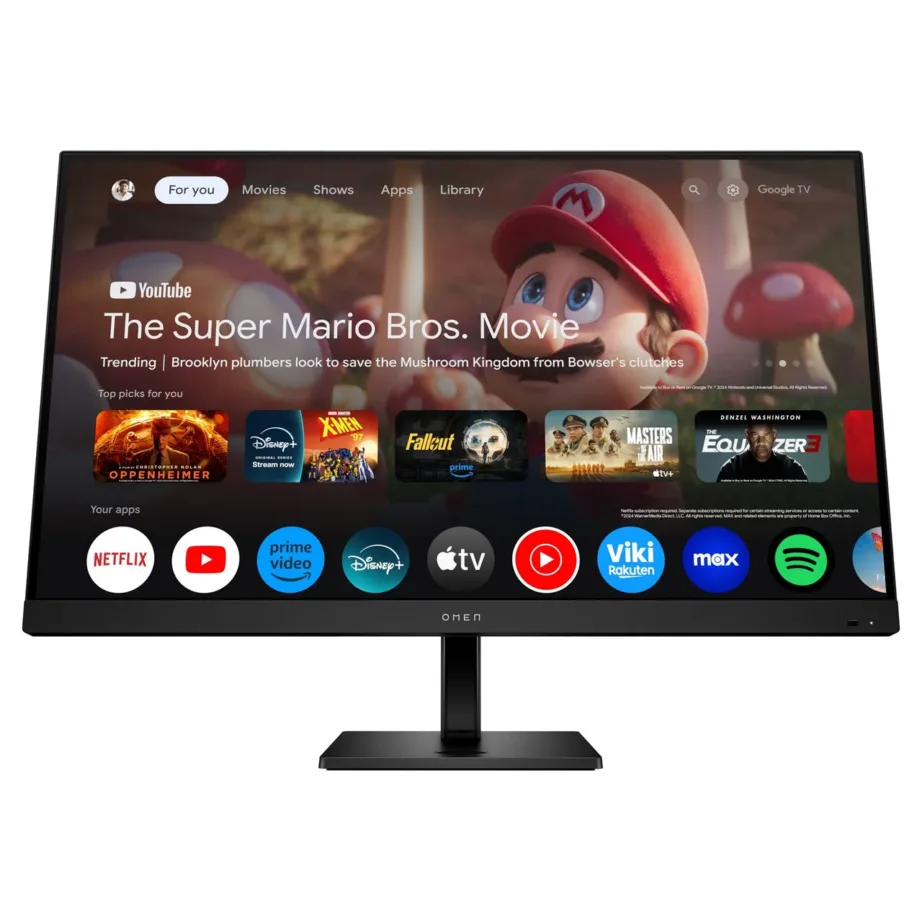 OMEN by HP 32x 31,5″ 4K UHD IPS 144 Hz FreeSync Premium mängumonitor, 714,1 mm lai, must, DisplayHDR 400, USB-C, sisseehitatud kõlarid, mudel 99Z68E9#ABB