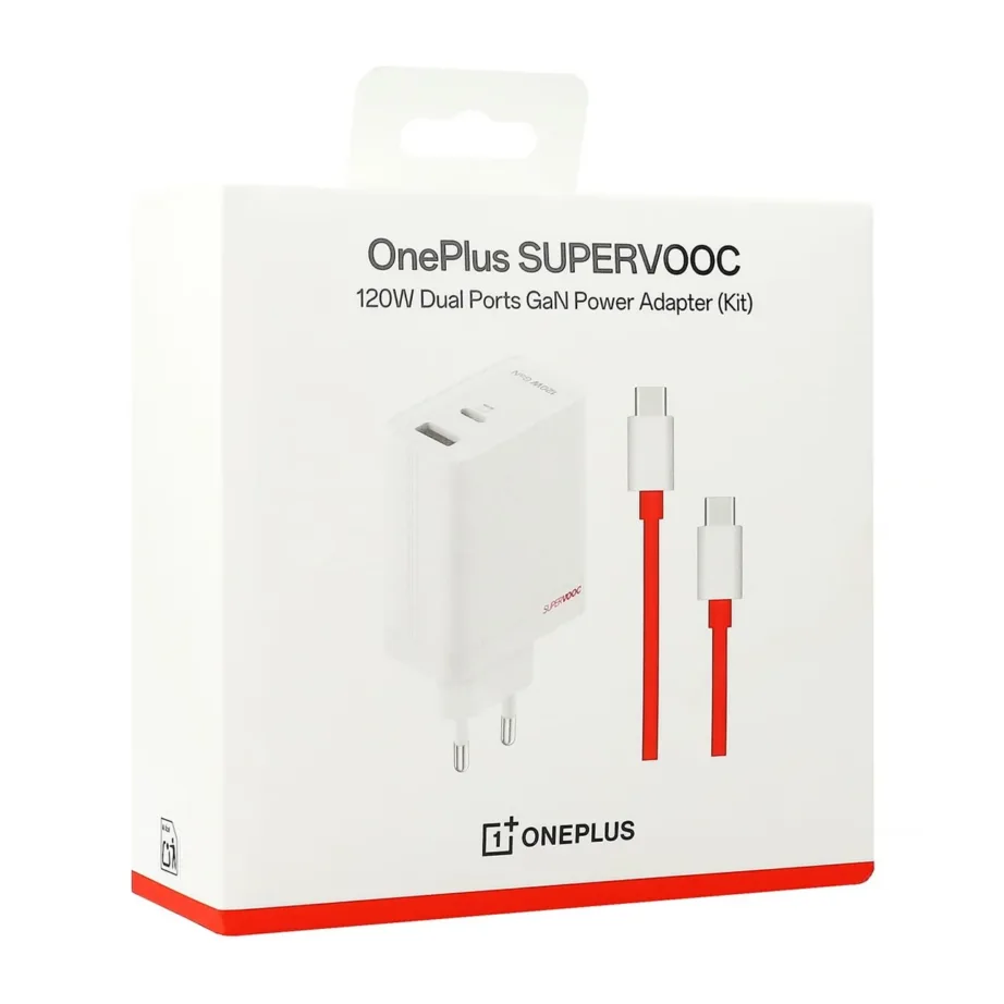 OnePlus SUPERVOOC 120W USB-A ja USB-C kiirlaadija valge-punane + USB-C kaabel – 4