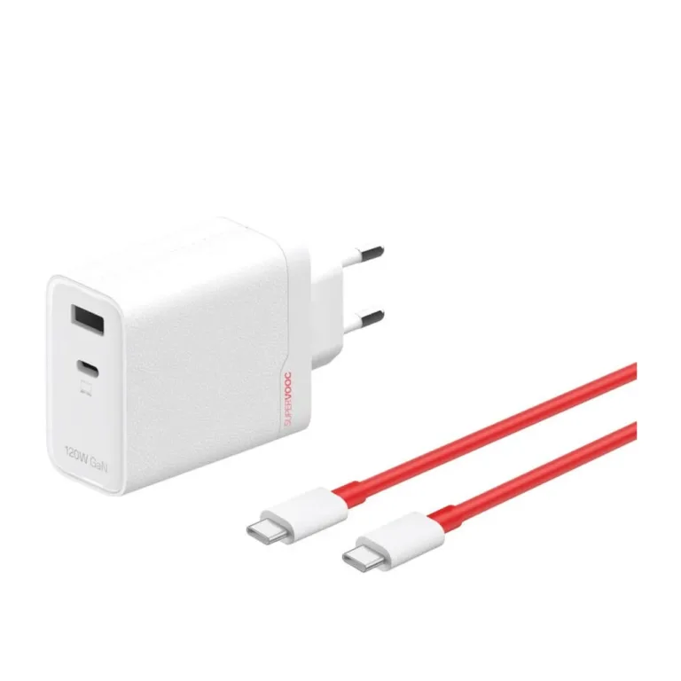 OnePlus SUPERVOOC 120W USB-A ja USB-C kiirlaadija valge-punane + USB-C kaabel