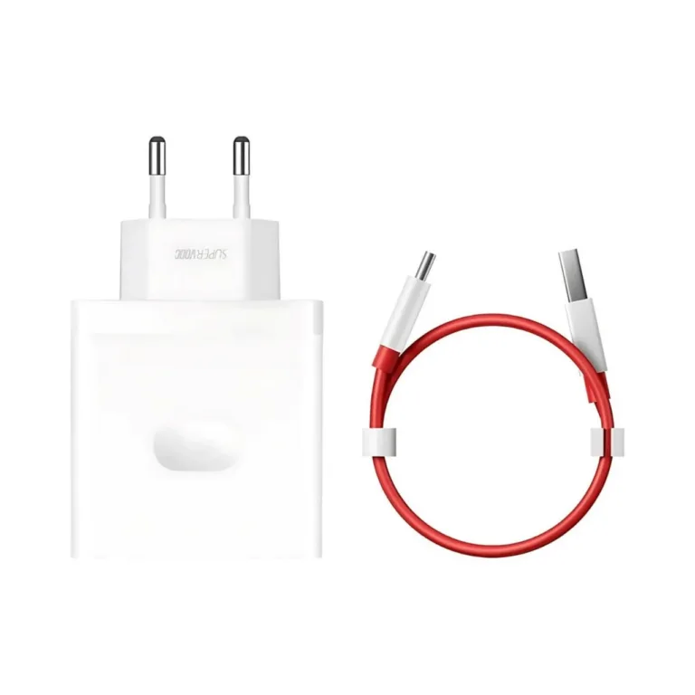 OnePlus VCBA0BEH 100W valge SuperVOOC laadija ja USB-A/USB-C kaabel, toitepistik, ülekuumenemis- ja ülepinge kaitse