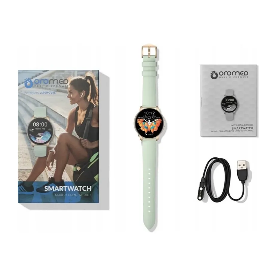 Oromed ORO ACTIVE PRO 1 40 mm IP68 veekindel roheline nutikell puuteekraani ja tervisejälgijaga – 8