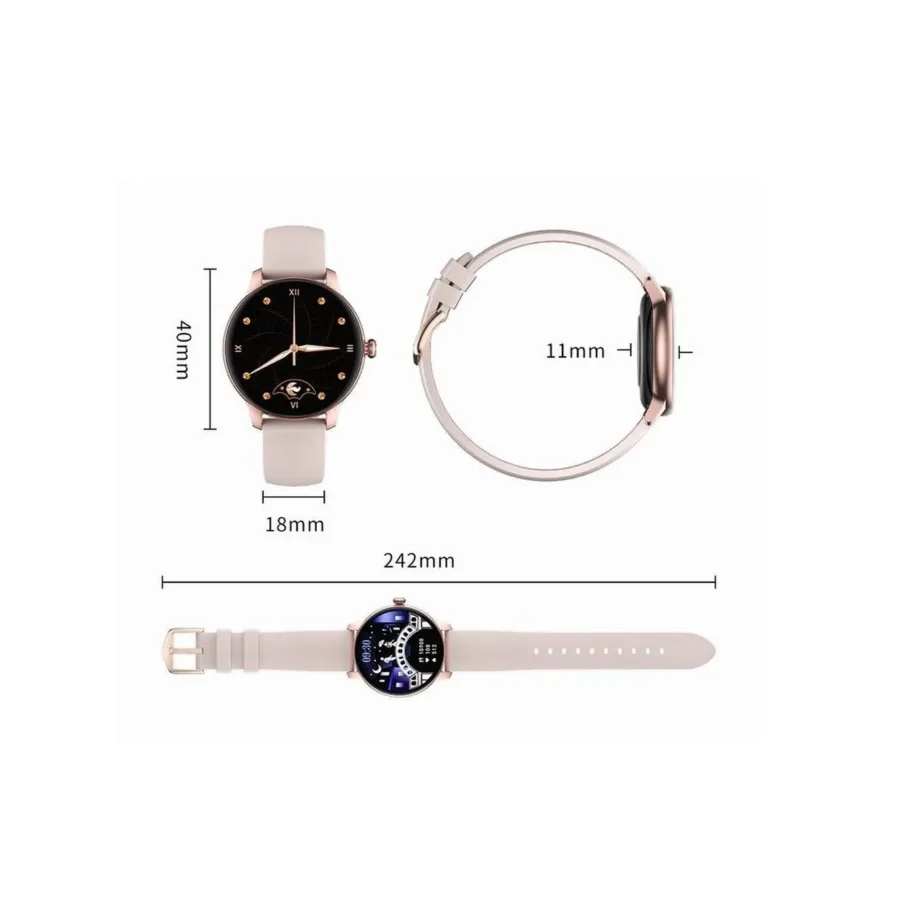 Oromed ORO LADY ACTIVE 1,09″ roosa IP68 alumiiniumist nutikell naistele pulsimõõtjaga ja une jälgijaga – 8