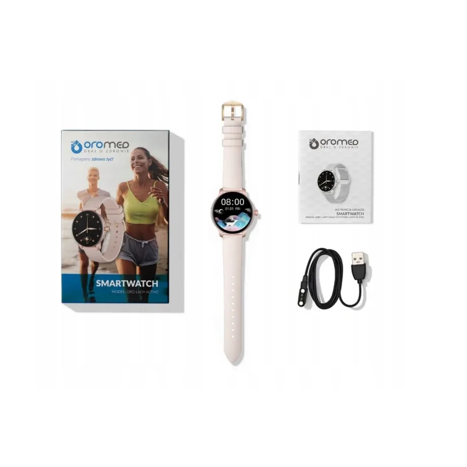 Oromed ORO LADY ACTIVE 1,09″ roosa IP68 alumiiniumist nutikell naistele pulsimõõtjaga ja une jälgijaga – 9