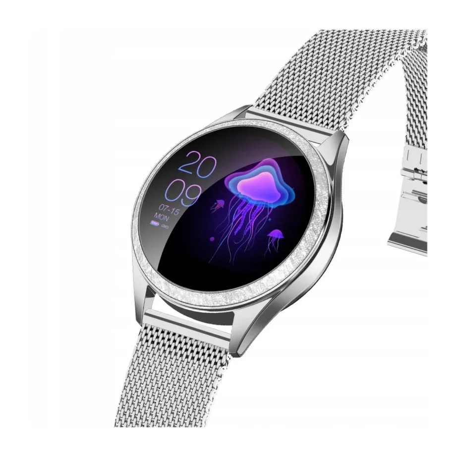 Oromed ORO-SMART CRYSTAL SILVER 38 mm hõbedane metallist nutikell 1,04″ LCD puuteekraaniga, pulsi ja vererõhu jälgimine, veekindel, kuni 168 h aku – 2