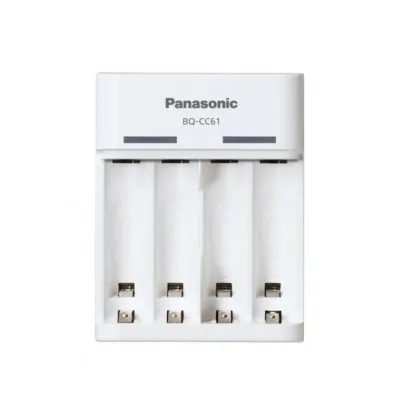 Panasonic BQ-CC61USB valge USB-laadija 4x AA/AAA akule, LED-indikaatoritega