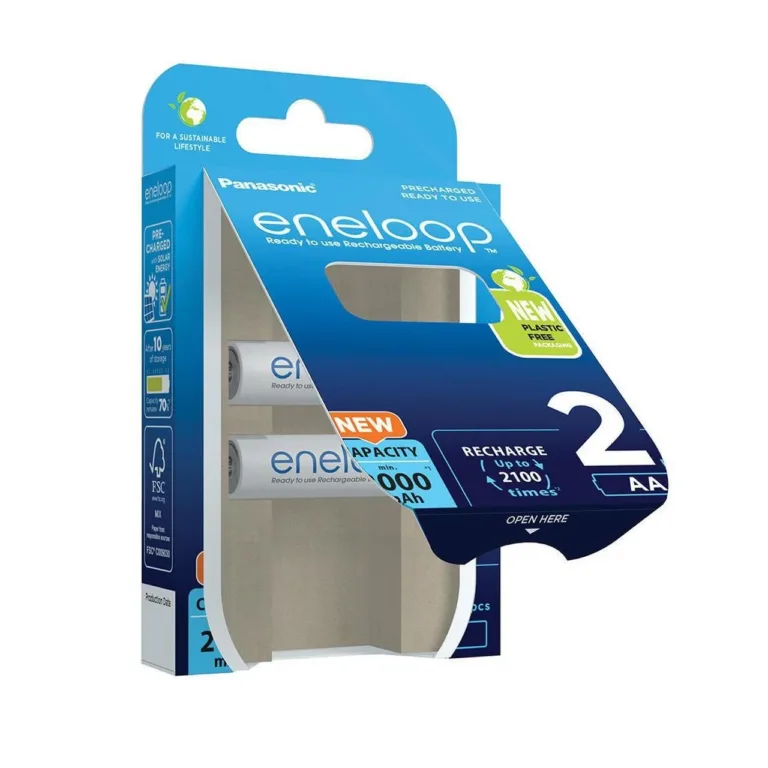 Panasonic Eneloop BK-3MCDE/2CP 2×AA 2000 mAh Ni-MH laetav aku, kuni 2100 laadimistsüklit, 1.2 V, valge