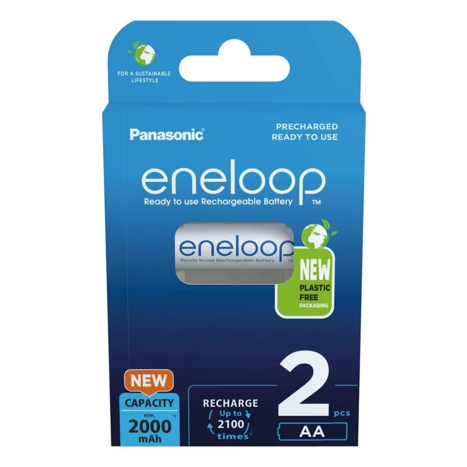 Panasonic Eneloop BK-3MCDE/2CP 2×AA 2000 mAh Ni-MH laetav aku, kuni 2100 laadimistsüklit, 1.2 V, valge