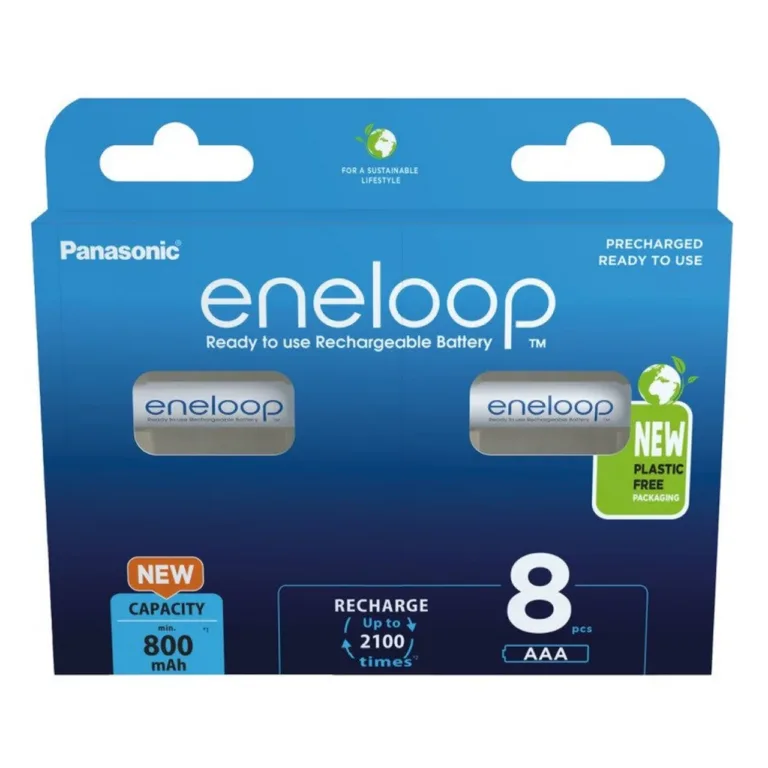 Panasonic eneloop BK-4MCDE/8HH AAA 800mAh valged laetavad Ni-MH akud, 8 tk, 1,2V, kuni 2100 laadimistsüklit