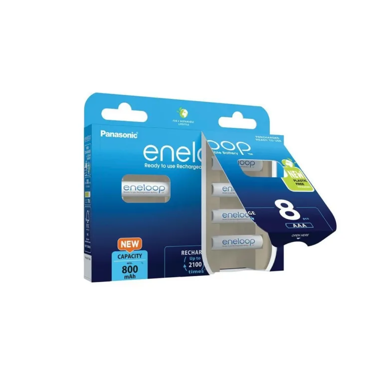 Panasonic eneloop BK-4MCDE/8HH AAA 800mAh valged laetavad Ni-MH akud, 8 tk, 1,2V, kuni 2100 laadimistsüklit