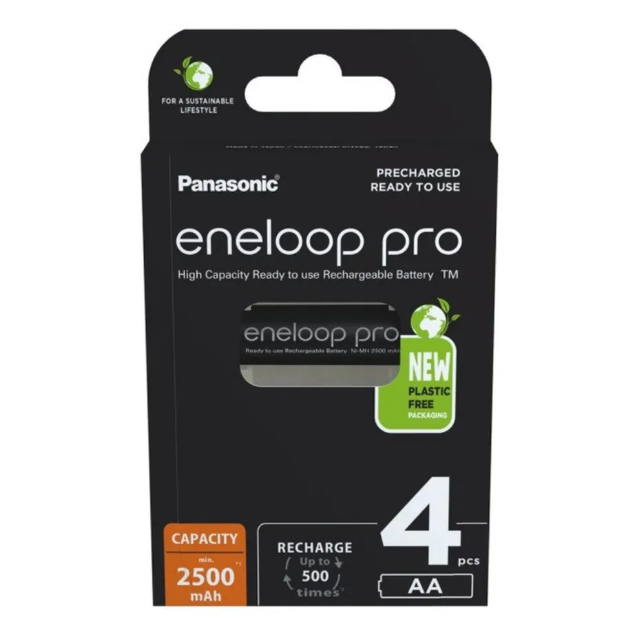 Panasonic Eneloop Pro BK-3HCDE/4CP 4 × AA 2500 mAh mustad Ni-MH laetavad akud