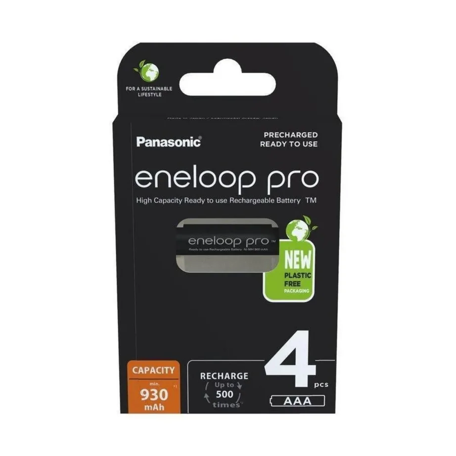 Panasonic Eneloop Pro BK-4HCDE/4CP mustad laetavad AAA akud 930 mAh, 4 tk blisterpakendis