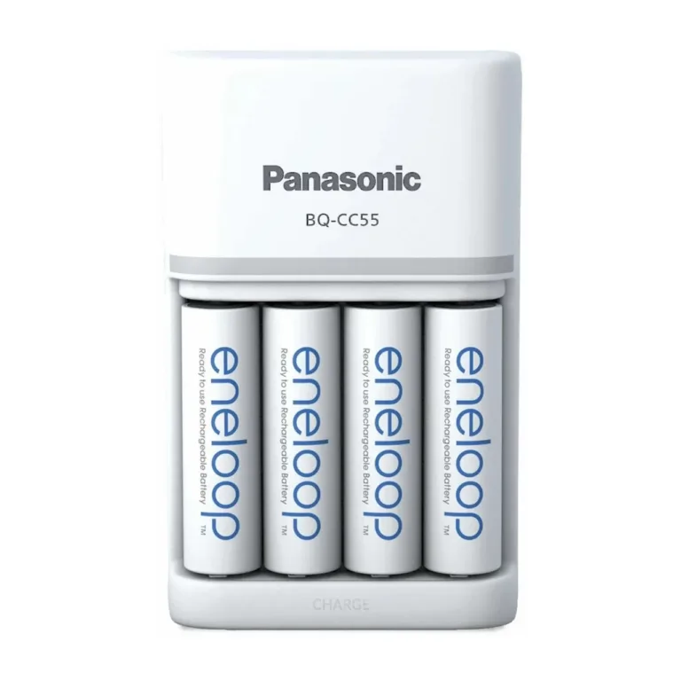 Panasonic Eneloop Smartplus BQ-CC55 valge akulaadija K-KJ55MCD40E + 4x AA 2000 mAh akuga, sobib AA/AAA akudele