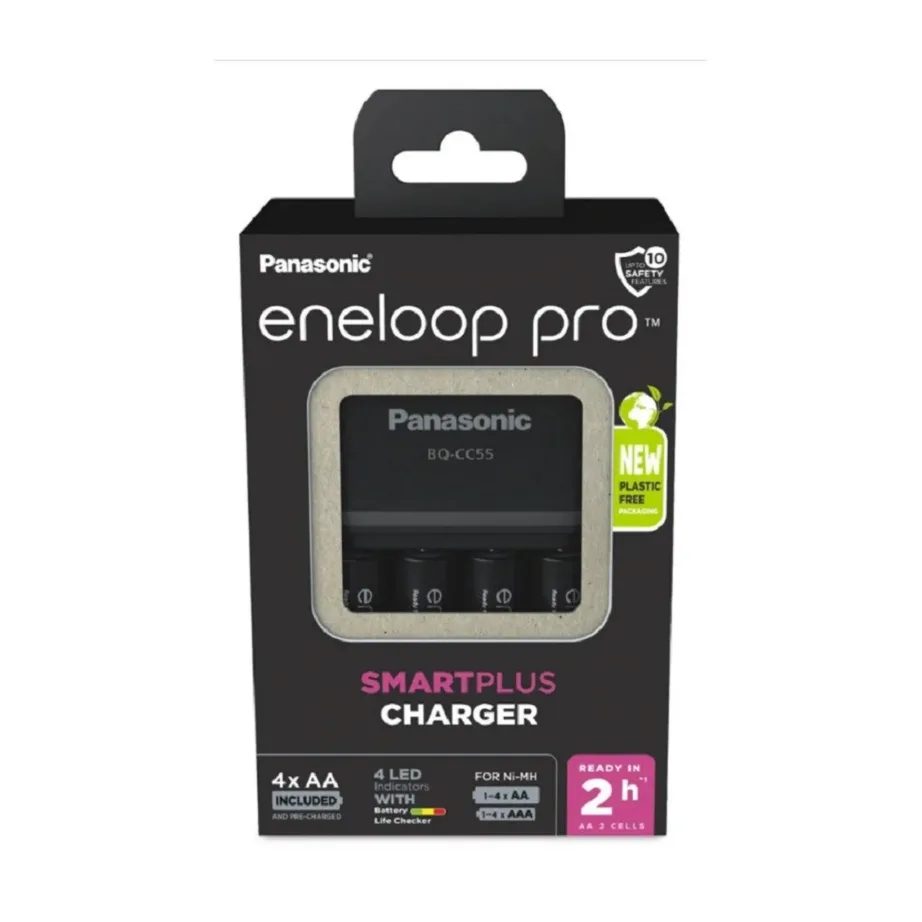 Panasonic K-KJ55HCD40E must AC akulaadija 4x AA/AAA akule (4x 2500 mAh akud komplektis, LED indikaator, 100-240V) – 4