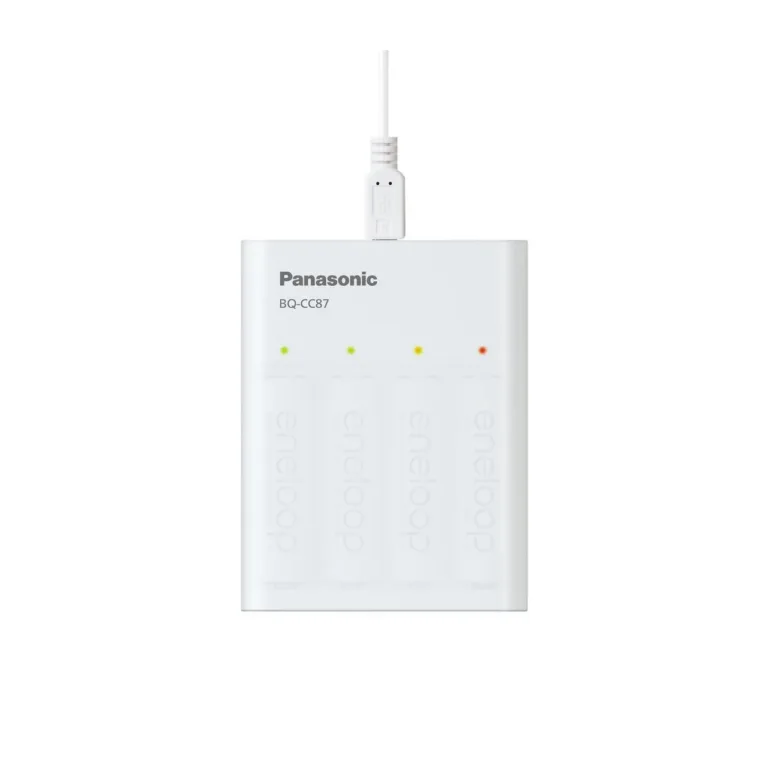 Panasonic K-KJ87MCD40USB Smartplus USB akulaadija 4x AA 2000 mAh akuga, LED-indikaatorid, valge