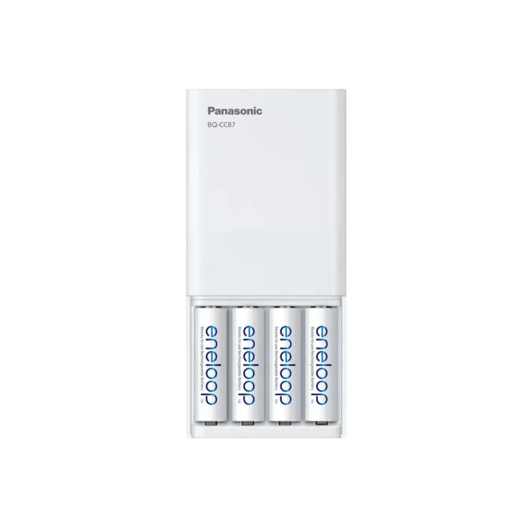 Panasonic K-KJ87MCD40USB Smartplus USB akulaadija 4x AA 2000 mAh akuga, LED-indikaatorid, valge