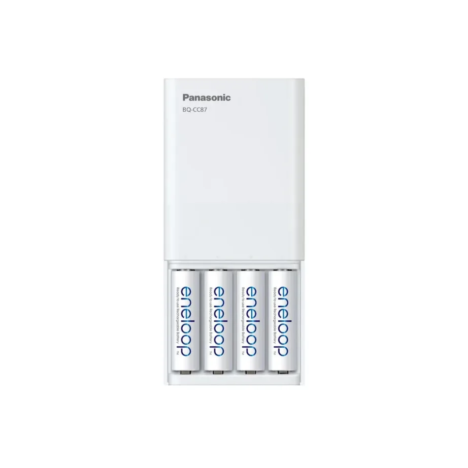 Panasonic K-KJ87MCD40USB Smartplus USB akulaadija 4x AA 2000 mAh akuga, LED-indikaatorid, valge – 4
