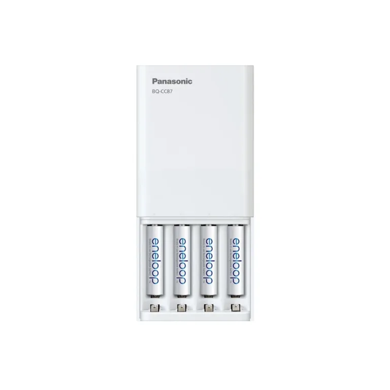 Panasonic K-KJ87MCD40USB Smartplus USB akulaadija 4x AA 2000 mAh akuga, LED-indikaatorid, valge
