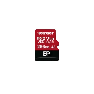Patriot Memory EP A2 256GB MicroSDXC V30 U3 Class 10 mälukaart, 90MB/s, must/punane (PEF256GEP32MCX)