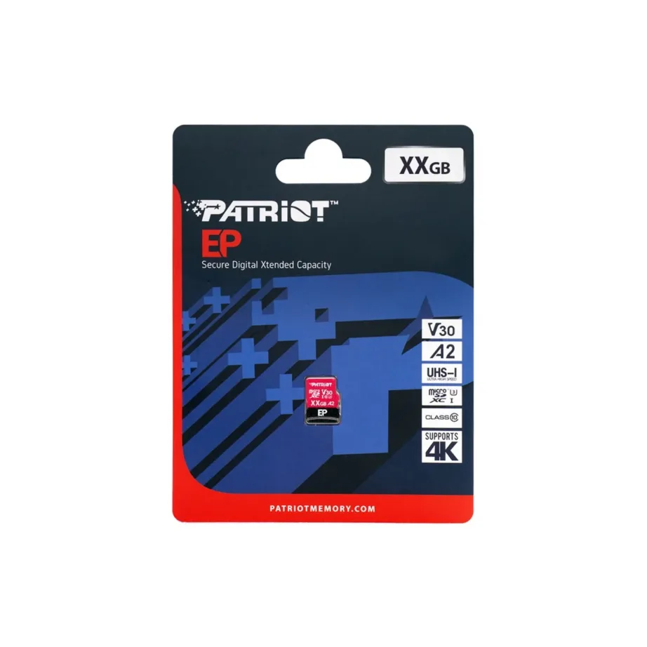 Patriot Memory EP A2 PEF128GEP32MCX 128GB MicroSDXC U3 V30 Class 10 mälukaart, kuni 90MB/s lugemis- ja 80MB/s kirjutamiskiirus, must-punane – 3