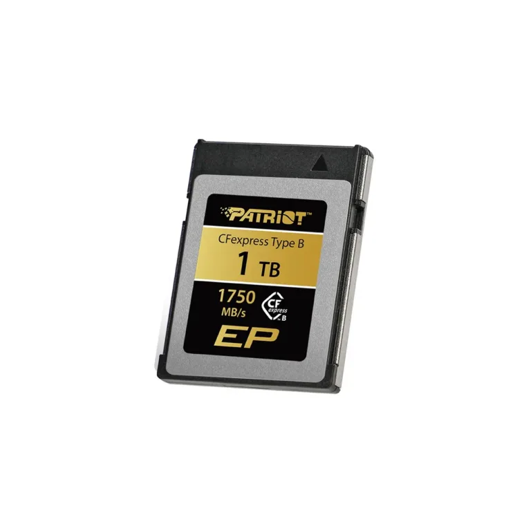 Patriot Memory EP PEF1TBEPAB 1TB CFexpress Type B mälukaart 1750 MB/s PCIe Gen3×2 must/kuldne professionaalseks fotograafiaks