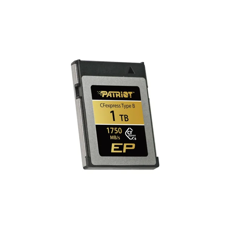 Patriot Memory EP PEF1TBEPAB 1TB CFexpress Type B mälukaart 1750 MB/s PCIe Gen3×2 must/kuldne professionaalseks fotograafiaks