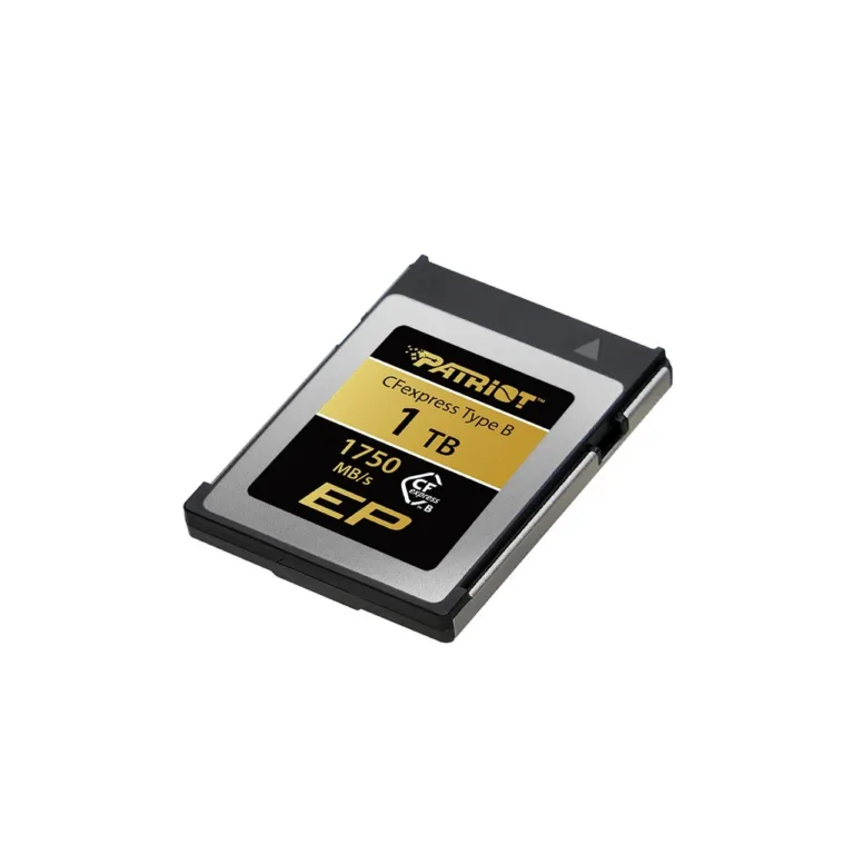 Patriot Memory EP PEF1TBEPAB 1TB CFexpress Type B mälukaart 1750 MB/s PCIe Gen3×2 must/kuldne professionaalseks fotograafiaks