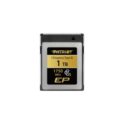 Patriot Memory EP PEF1TBEPAB 1TB CFexpress Type B mälukaart 1750 MB/s PCIe Gen3×2 must/kuldne professionaalseks fotograafiaks