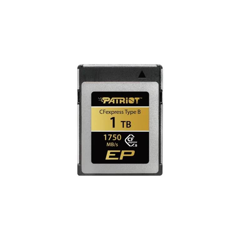 Patriot Memory EP PEF1TBEPAB 1TB CFexpress Type B mälukaart 1750 MB/s PCIe Gen3×2 must/kuldne professionaalseks fotograafiaks