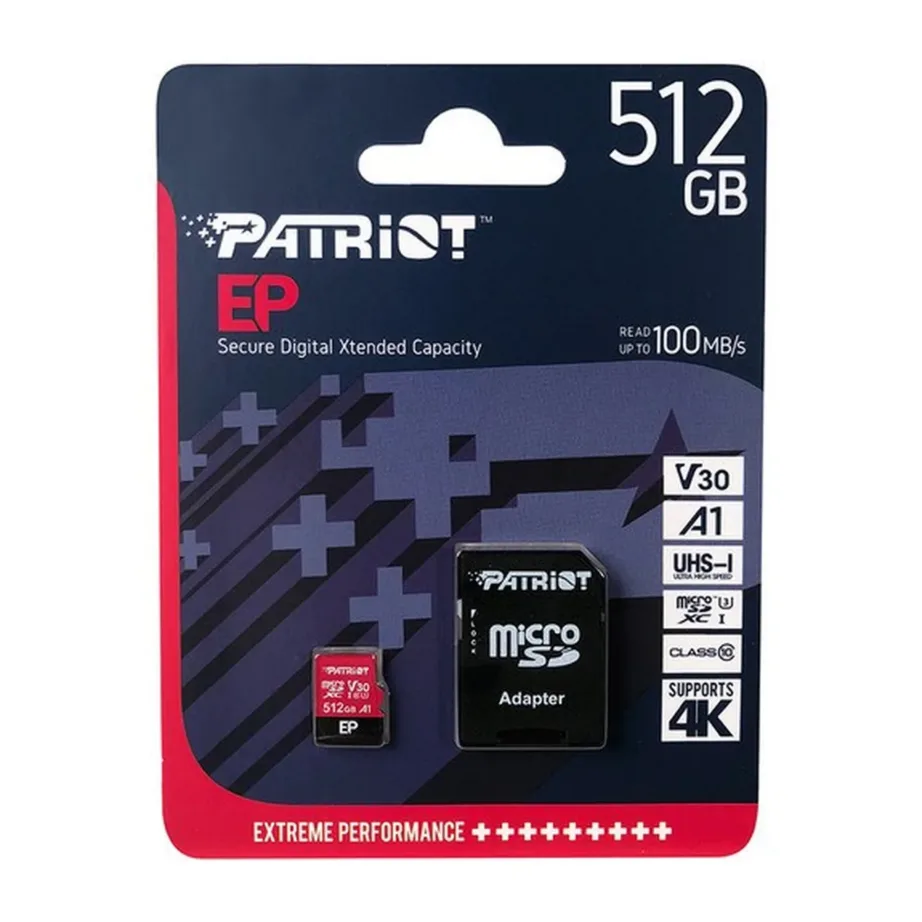 Patriot Memory PEF512GEP31MCX 512GB microSDXC mälukaart UHS-I U3 V30, adapteriga, must/punane – 4