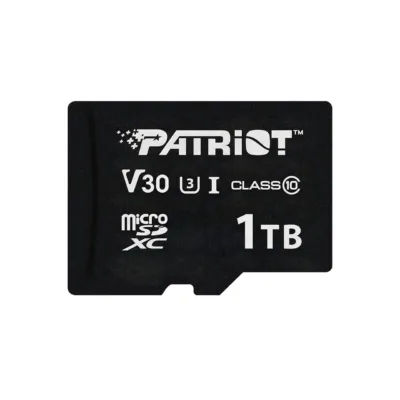 Patriot Memory PSF1TBVX31MCX 1TB UHS-I U3 V30 Class 10 MicroSDXC mälukaart, 90MB/s lugemiskiirus, 80MB/s kirjutamiskiirus, must