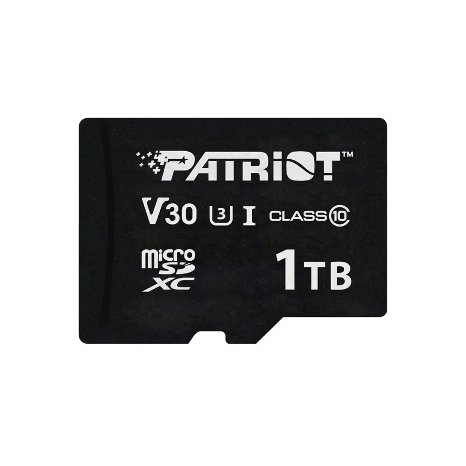 Patriot Memory PSF1TBVX31MCX 1TB UHS-I U3 V30 Class 10 MicroSDXC mälukaart, 90MB/s lugemiskiirus, 80MB/s kirjutamiskiirus, must