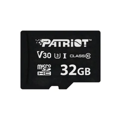 Patriot Memory PSF32GVX31MCH 32GB MicroSDXC V30 UHS-I U3 klass 10 mälukaart, 90 MB/s, veekindel, must