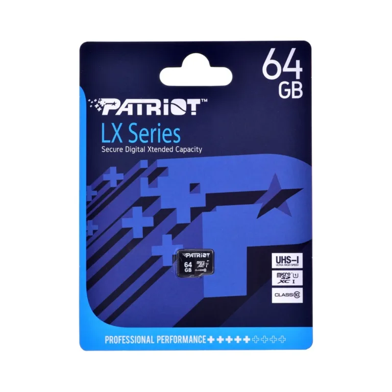 Patriot Memory PSF64GMDC10 64GB must MicroSDXC UHS-I Class 10 mälukaart kuni 80 MB/s