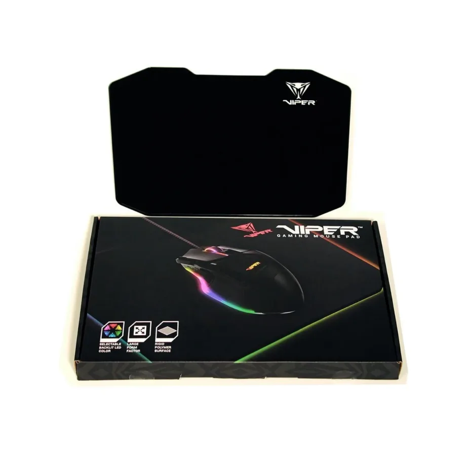 Patriot Memory Viper PV160UXK 35×24 cm must LED-taustvalgustusega jäik mängurihiirematt polümeerist ja kummist, USB-toitega – 5