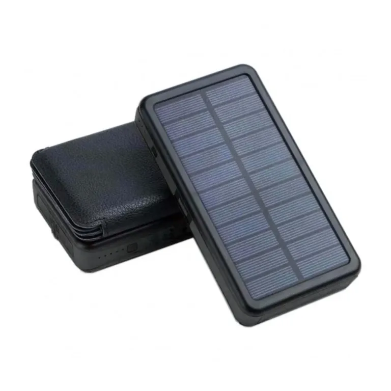 PowerNeed ES20000B 9 W päikesepaneeliga veekindel 20 000 mAh must akupank, 2 USB väljundiga matkale ja telkimisse (156x83x39 mm)