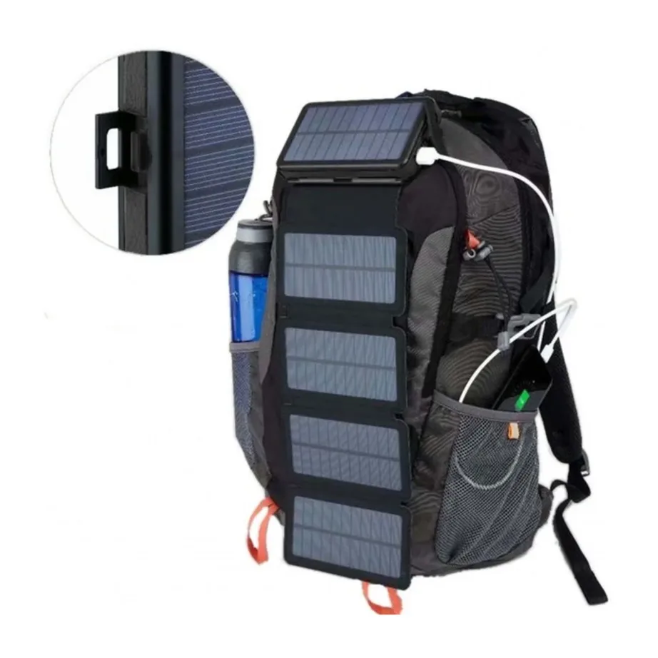 PowerNeed ES20000B 9 W päikesepaneeliga veekindel 20 000 mAh must akupank, 2 USB väljundiga matkale ja telkimisse (156x83x39 mm) – 4