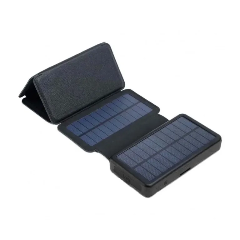 PowerNeed ES20000B 9 W päikesepaneeliga veekindel 20 000 mAh must akupank, 2 USB väljundiga matkale ja telkimisse (156x83x39 mm)