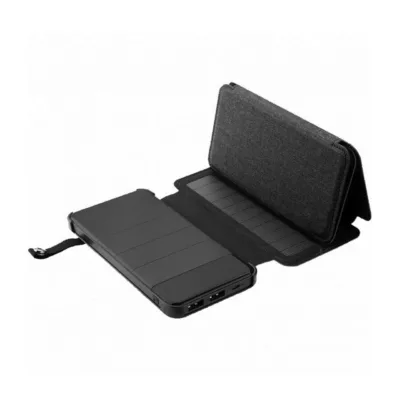 PowerNeed ES8000B 6W must päikesepaneeliga akupank, 8000 mAh, 2x USB, 156x82x28 mm matkale
