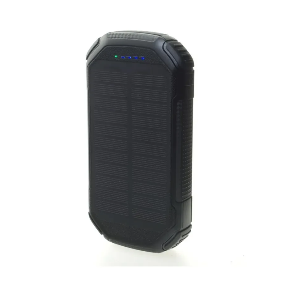 PowerNeed S20000C 20 000 mAh must päikesepaneeliga LiPo akupank kiirlaadimise ja taskulambiga, 2 seadme laadimiseks – 3
