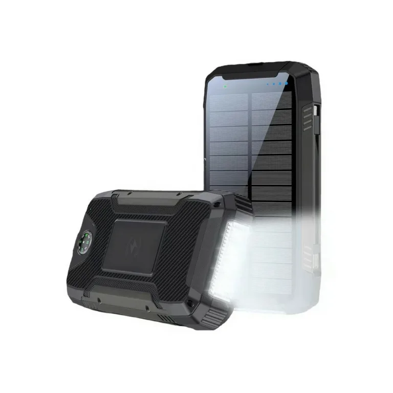 PowerNeed S20000Q 20000mAh must päikesepaneeliga akupank kiir- ja juhtmevaba laadimisega, USB-C/Lightning, universaalne välitingimustesse